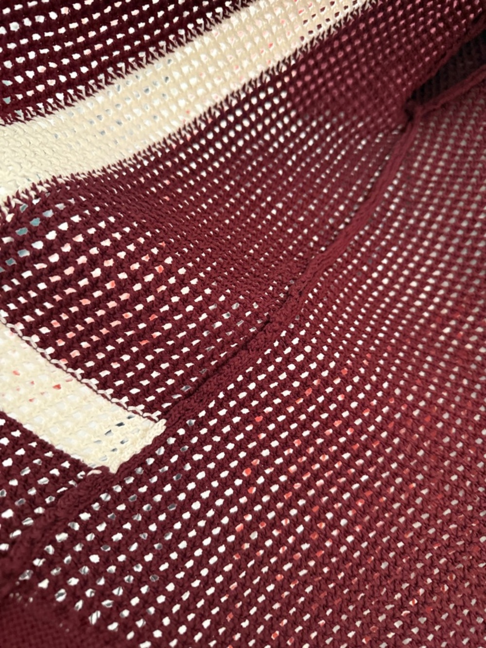 Men's Maroon Short-Sleeve Button-Down Knit Shirt with White Trim - Picture 4 of 5